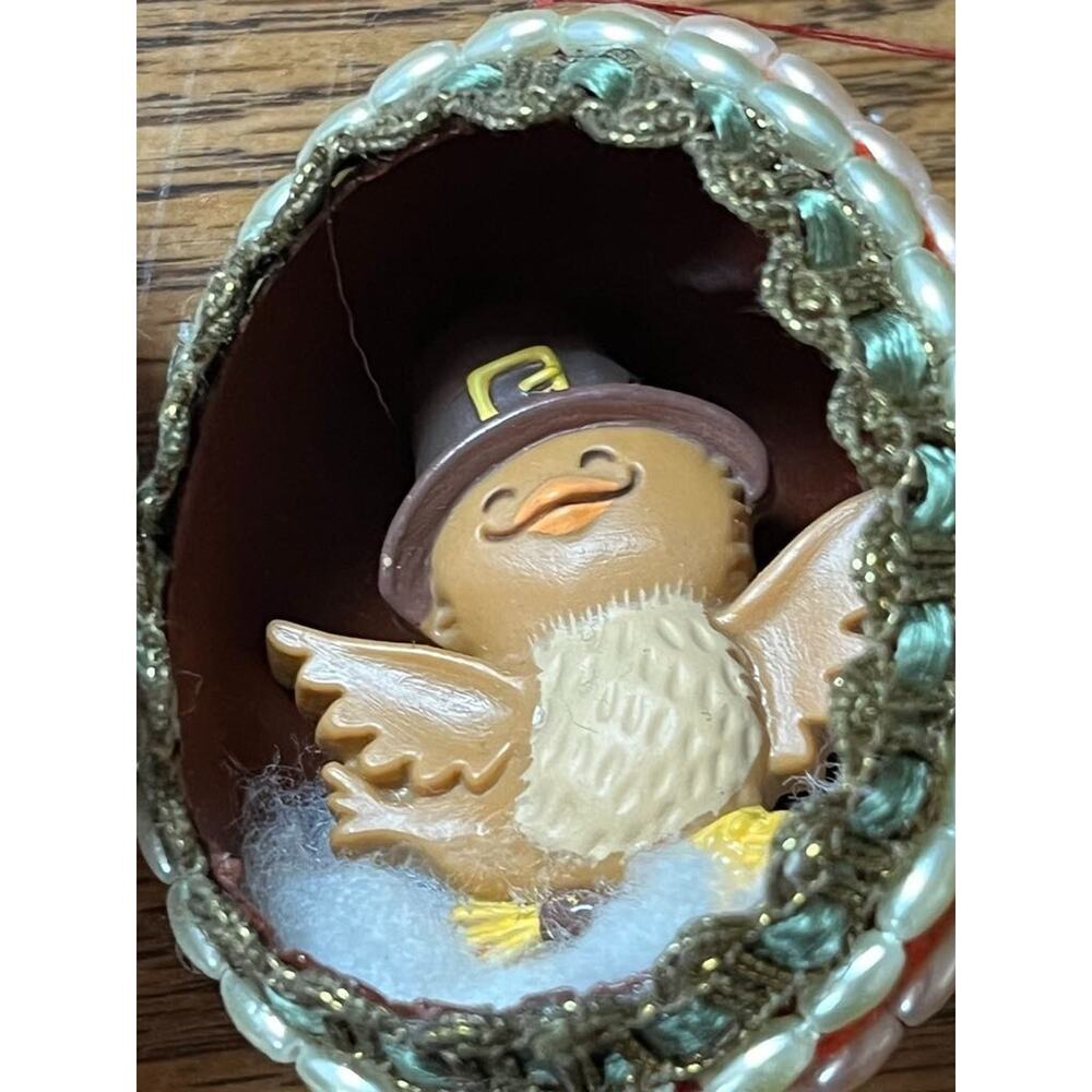 4 Vintage Decorated Egg With Figure Inside C1970's THANKSGIVING - Picture 5 of 7